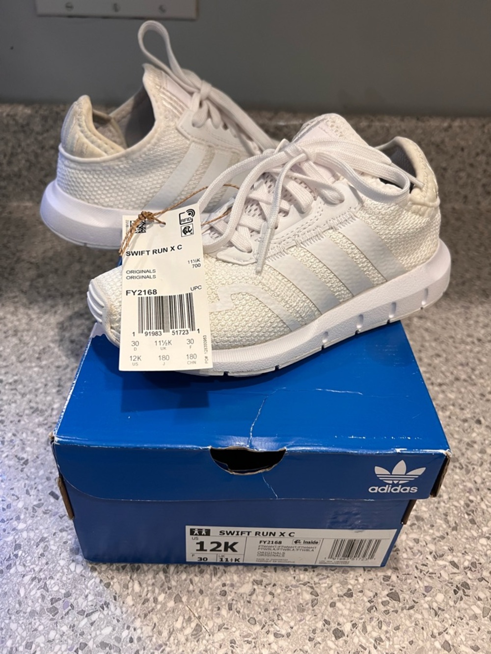 Adidas Swift Run XC Kids Swift Run X C White Knit Sneakers NWT/NIB